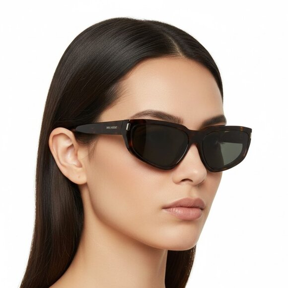Saint Laurent Womens Cat Eye Havana Havana Grey Fashion Designer Eyewear